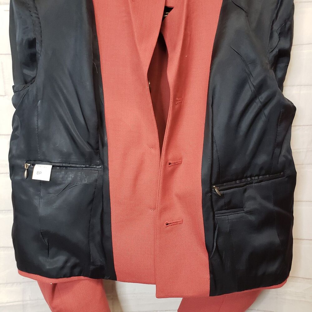 VTG Orvis Karen Blazer 8P Rust Burnt Orange Crop Wool Blend Suit Jacket 8 Petite - Picture 8 of 10